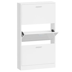 vidaXL skoreol 59x17x108 cm konstrueret tr&aelig; hvid h&oslash;jglans