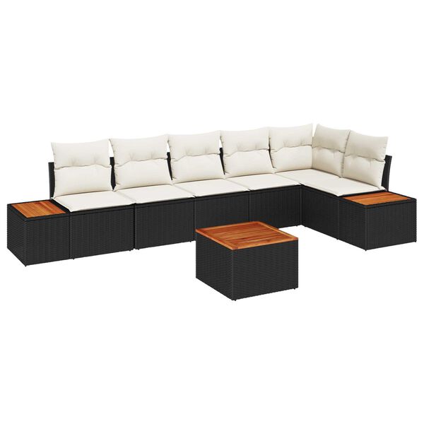 vidaXL Havesofa S&aelig;t med pude 6 pcs Sort og Cream Polyrattan