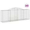 vidaXL buede gabionkurve 9 stk. 300x50x100/120 cm galvaniseret jern