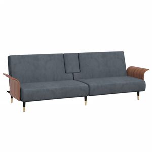 vidaXL sovesofa med kopholdere velour m&oslash;rkegr&aring;