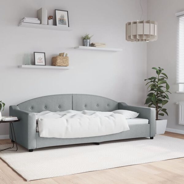 vidaXL daybed 90x200 cm stof lysegr&aring;