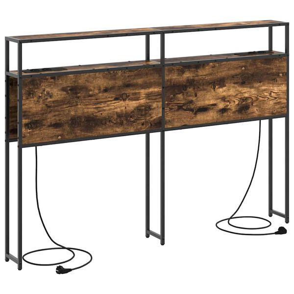 vidaXL Opbevaringshovedgavl med hylde R&oslash;get eg 150 cm Konstrueret tr&aelig;