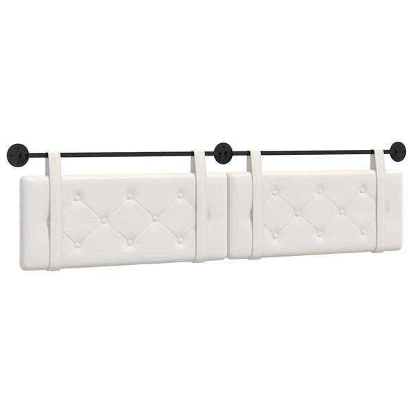 vidaXL H&aelig;ngende Hovedgavl V&aelig;gmonteret Hvid 210 x 55 x 5 cm Faux l&aelig;der