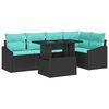 vidaXL Havesofa S&aelig;t med pude 6 pcs Sort og Bl&aring; polyrattan