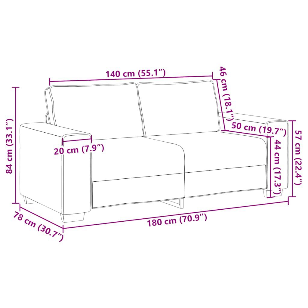 vidaXL 2-personers sofa 140 cm fløjl mørkegrå