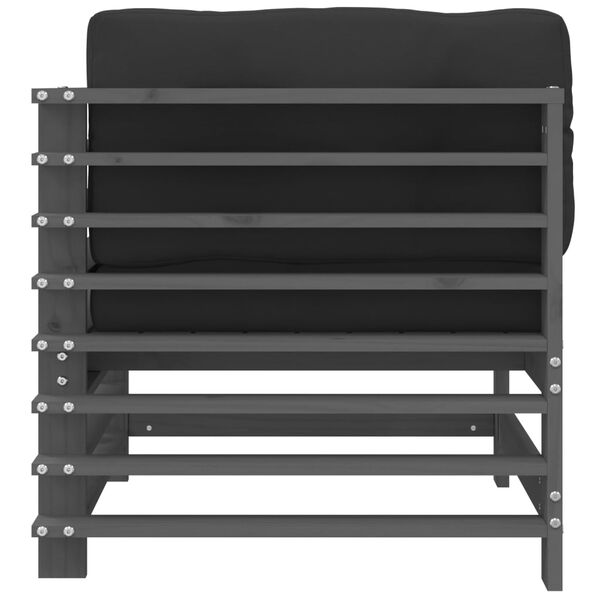 vidaXL hj&oslash;rnemodul med hynder massivt fyrretr&aelig; gr&aring;