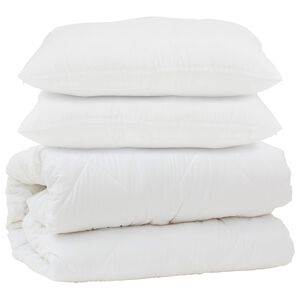 vidaXL Dyne med pude 3 pcs Hvid Mikrofiber