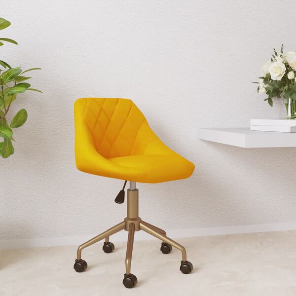 vidaXL drejelig spisebordsstol fl&oslash;jl sennepsgul