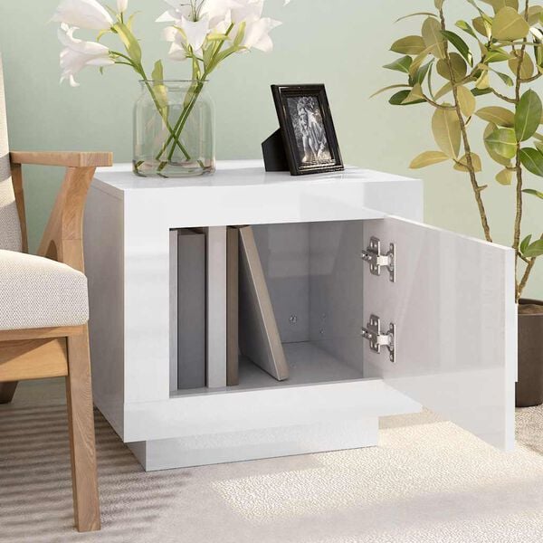 vidaXL sofabord 51x50x45 cm konstrueret tr&aelig; hvid h&oslash;jglans