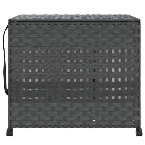 vidaXL vasketøjskurv med hjul 66x35x60 cm rattan grå