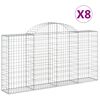 vidaXL buede gabionkurve 8 stk. 200x30x100/120 cm galvaniseret jern