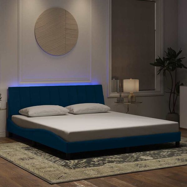 vidaXL sengeramme med LED uden madras Hanko 180x200 cm velour bl&aring;