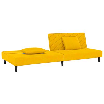 vidaXL 2-personers sovesofa med 2 puder fløjl gul