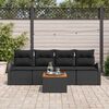 vidaXL Havesofa S&aelig;t med pude 5 pcs Sort polyrattan