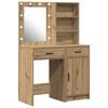 vidaXL Makeupbord s&aelig;t med LED 2 stk. Artisan Egetr&aelig; Konstrueret tr&aelig;