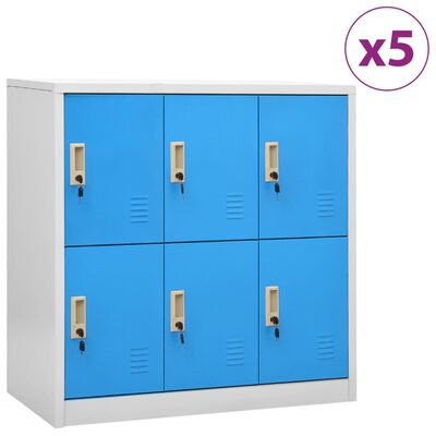 vidaXL skabe 5 stk. 90x45x92,5 cm stål lysegrå og blå