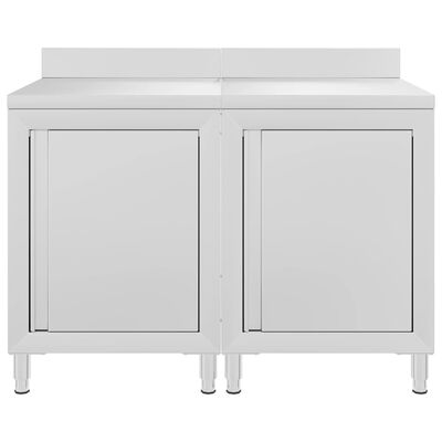 vidaXL kommercielt køkkenbord med skab 120x60x96 cm rustfrit stål