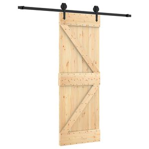 vidaXL Skyded&oslash;r Naturfarvet og sort 70 x 210 cm Massivt Fyrretr&aelig;