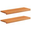 vidaXL Trappetrin 2 stk. 80 x 25 x 2 cm Lys Brun Solid b&oslash;g