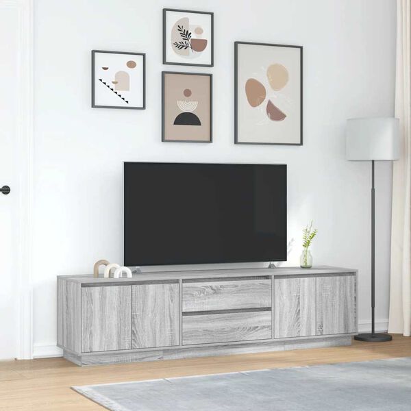 vidaXL tv-bord med LED-lys 193,5x41x50 cm grå sonoma-eg