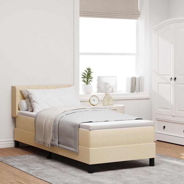 vidaXL Box spring seng med madras Creme 200 x 80 cm Polyester