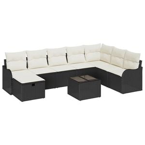 vidaXL Sofa S&aelig;t 9 stk. 8-Antal s&aelig;der Sort og Cream polyrattan