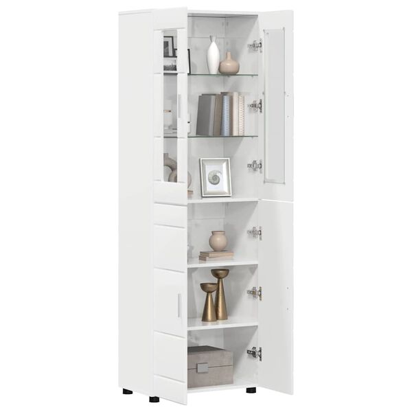vidaXL Highboard med hylde FLORIN H&oslash;j gloss hvid 60 x 35 x 182 cm
