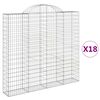 vidaXL buede gabionkurve 18 stk. 200x30x180/200 cm galvaniseret jern