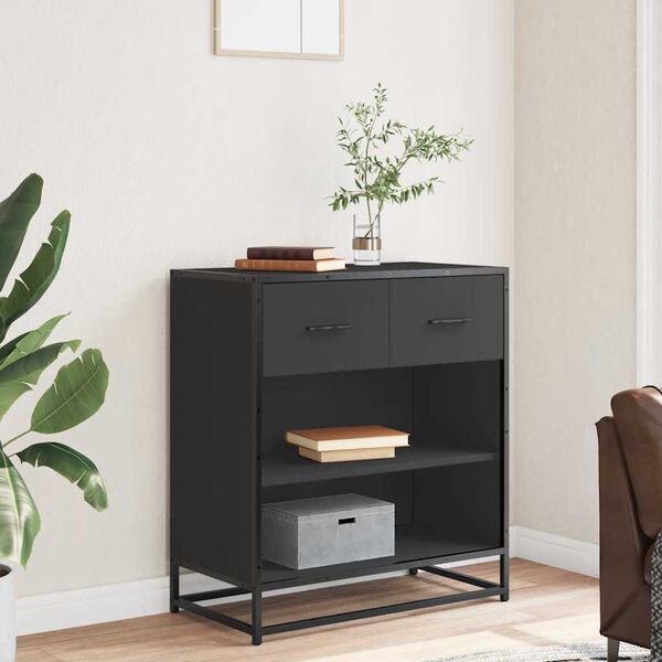 vidaXL skuffeskab 68x35x76 cm konstrueret tr&aelig; sort