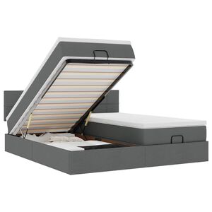 vidaXL osmannisk sengeramme med madrasser 200x200 cm stof m&oslash;rkegr&aring;