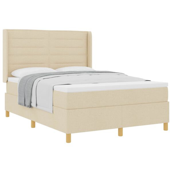 vidaXL Box spring seng med madras Creme 140 x 190 cm Stof