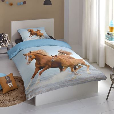 Good Morning sengetøj til børn FREE 140x200/220 cm brun og blå
