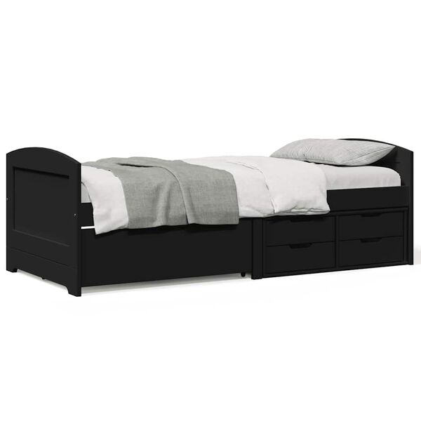 vidaXL daybed med 5 skuffer uden madras IRUN sort 90x200 cm