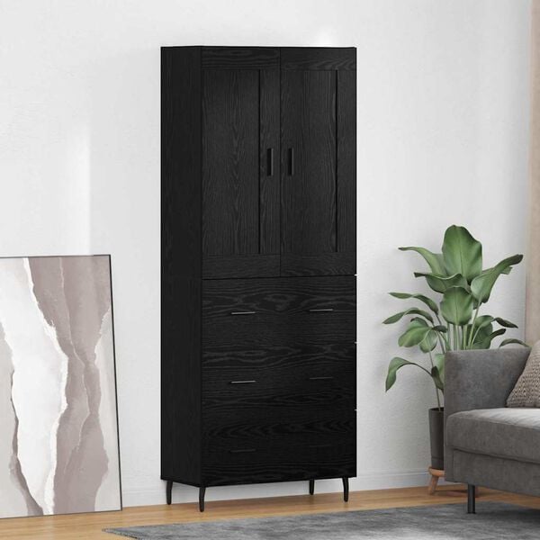 vidaXL Highboard med skuffe 2 pcs Sort eg Konstrueret tr&aelig;