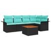 vidaXL Havesofa S&aelig;t med opbevaring 6 pcs Sort og turkis polyrattan