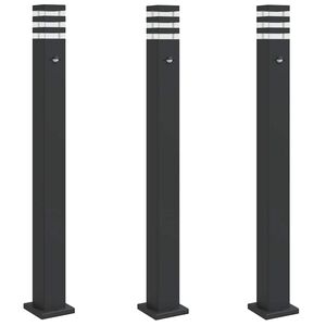 vidaXL udend&oslash;rs standerlamper 3 stk. med sensor 110 cm aluminium sort