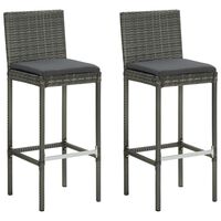 vidaXL barstole til haven med hynder 2 stk. polyrattan grå