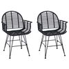 vidaXL Spisestuestol 2 stk. Rattan og Jern Sort 57 x 55 x 85 cm
