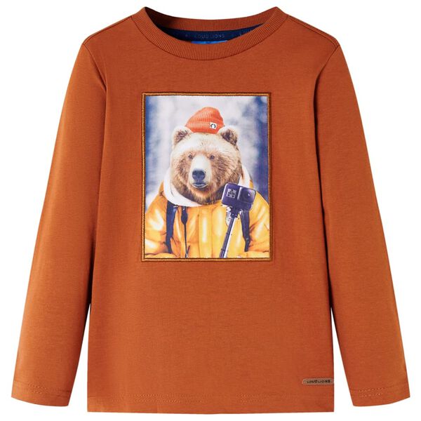 Langærmet T-shirt til børn str. 104 cm orange