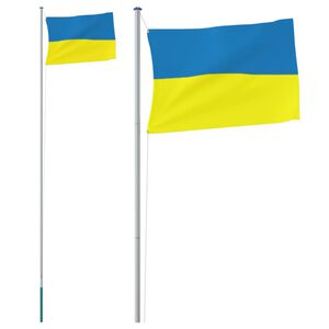 vidaXL Ukraine flag og flagstang 6,23 m aluminium