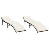 vidaXL liggestole 2 stk. med hynder polyrattan brun