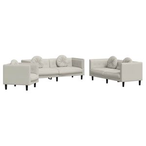 vidaXL sofas&aelig;t 3 dele med puder velour cremefarvet