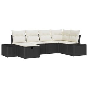 vidaXL Havesofa S&aelig;t med pude 6 pcs Sort polyrattan
