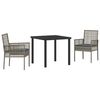 vidaXL Have Spisebordss&aelig;t med pude 3 pcs Gr&aring; polyrattan