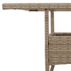 vidaXL havebord med glastop 80x80x75 cm polyrattan beige