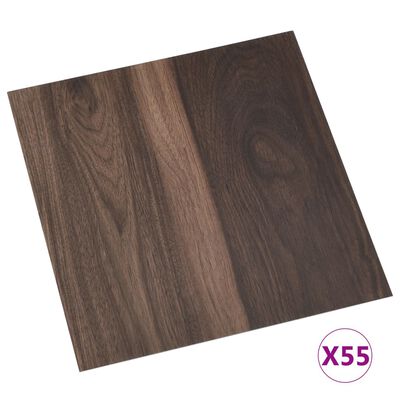 vidaXL selvklæbende gulvbrædder 55 stk. 5,11 m² PVC mørkebrun