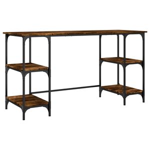 vidaXL skrivebord 140x50x75 cm metal og konstrueret tr&aelig; r&oslash;get eg