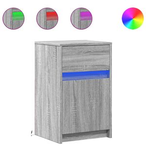 vidaXL sengeborde 2 stk. med LED-lys konstrueret tr&aelig; gr&aring; sonoma-eg