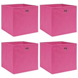 vidaXL opbevaringskasser 4 stk. 32x32x32 stof pink