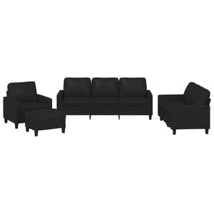 vidaXL sofas&aelig;t 4 dele med hynder kunstl&aelig;der sort